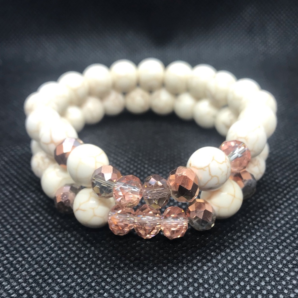 Howlite Rose Gold Bracelet Stack